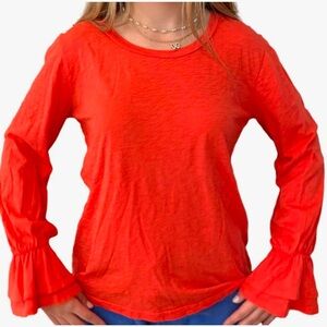 SUNDRY Ruffle Sleeve Long sleeved Women’s Size Medium/Large 100% Cotton